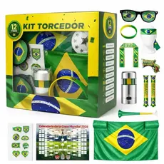 Kit Torcedor Brasil Completo 12 Itens para Copa do Mundo 2026 - Acessórios para Torcer pela Seleção