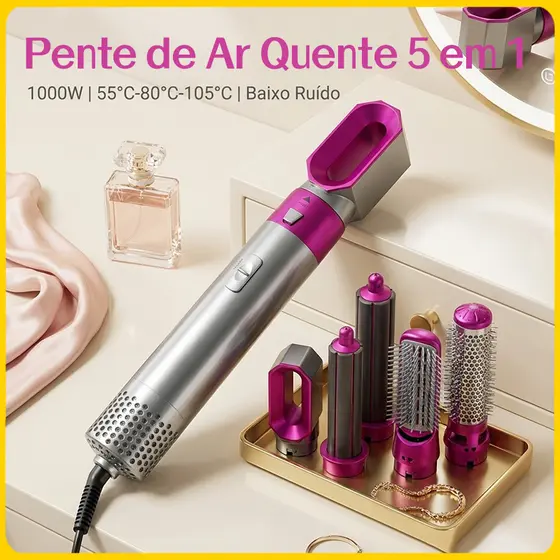 Secador De Cabelo Multifuncional 5 Em 1 , Seco/Suave/Onda , Escova Alisadora De Estilo