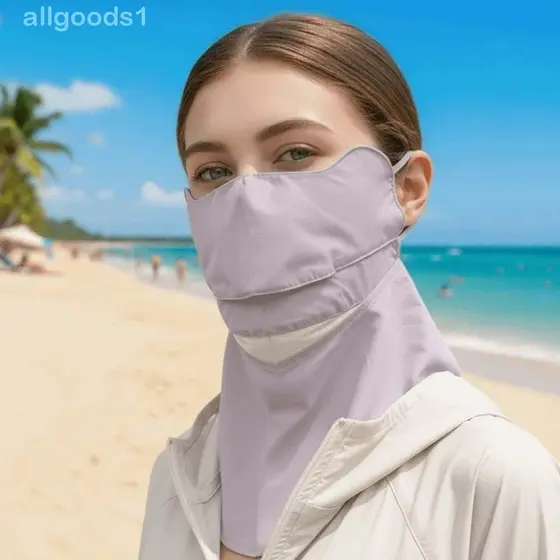 Proteção Solar Facial ALLGOODS , Máscara Protetora Elástica De Seda Gelada Com Xale , Leve