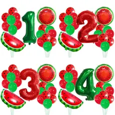 20 balões de folha com tema de melancia, números vermelhos de 32 polegadas, adequados para decorações de chá de bebê e a