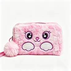 Bolsa Organizadora de Pelúcia Macia com Zíper para Uso Diário e Viagens
