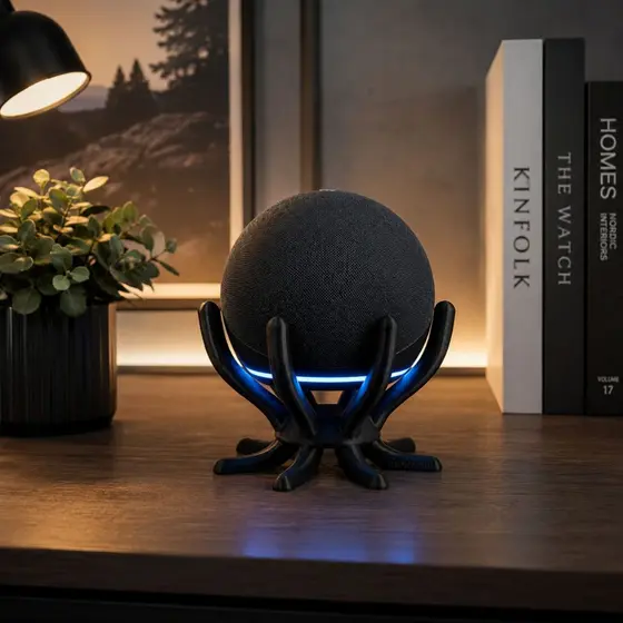 Suporte Para Alexa Echo Dot 4 e 5 Premium Base De Mesa Antiderrapante Eleva O Som Decoração Setup