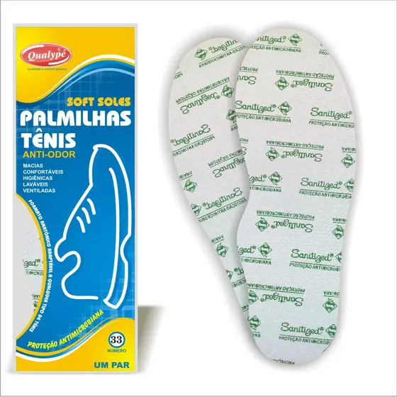 Palmilha de Látex para Tênis Anti-odor Com Fragância 33 Ao 44 = 1 Par