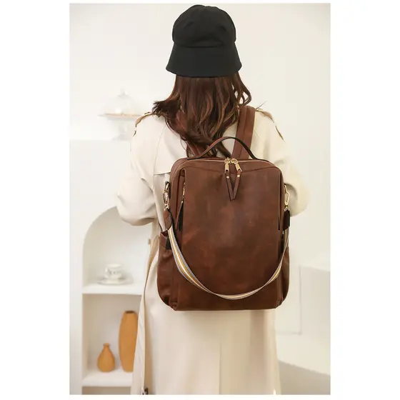 Novas senhoras estilo Retro PU moda mochila de viagem