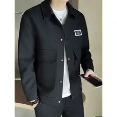 Jaqueta Waffle masculina primavera outono na moda novo estilo lapela jaqueta High-End preto Casual jaqueta masculina top