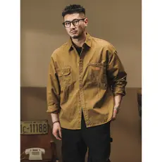 Americano Retro outono Workwear camisa masculina de manga comprida camisa solta cara resistente caça jaqueta masculina p
