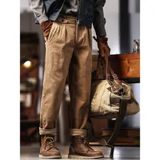 Americano Retro pesado veludo calças casuais dos homens primavera outono rua Wear solto macacão reto calças casuais na m