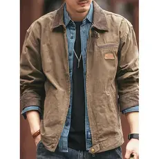 Americano Retro pesado ferramentas jaqueta masculina Street wear outono puro algodão novo estilo camisa de caça ao ar li