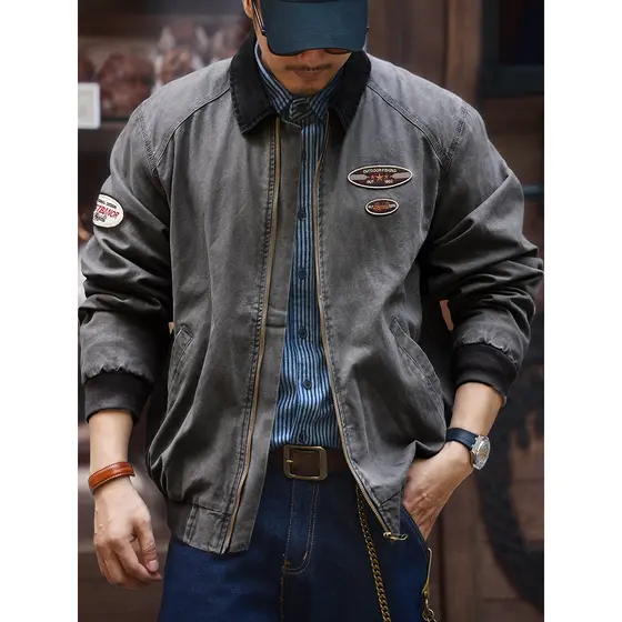 Americano Retro Detroit carga jaqueta masculina primavera outono rua Wear solto cara resistente topo caça jaqueta Casual