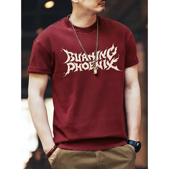 Camiseta masculina Retro americana de manga curta verão 260g pesado em torno do pescoço meia manga camiseta masculina pu