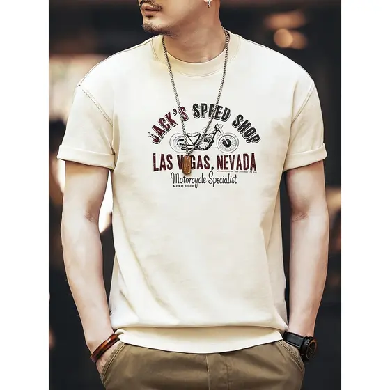 Americano Retro de manga curta masculina 260g pesado nova camiseta masculina puro algodão em torno do pescoço solto cami