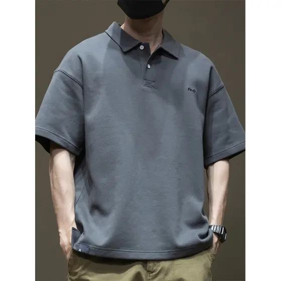Camisa Polo retrô americana masculina, camisa Casual de lapela de manga curta, verão Plus Size, camisa de manga de cinco