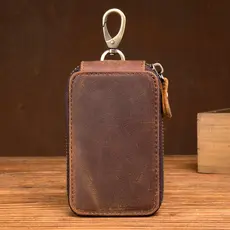 Tempo lento Crazy Horse couro caso chave dos homens primeira camada de couro com zíper caso chave do carro Retro moeda b