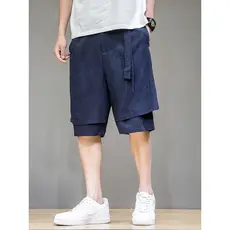 Estilo chinês masculino algodão linho calças cortadas calças masculinas verão solto calças esportivas masculinas Plus Si