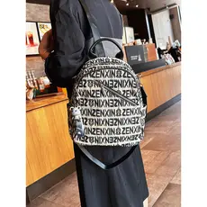 High-End mochila de lona feminina 2023 novo estilo carta viagem zíper mochila Casual Commuter estudante universitário mo
