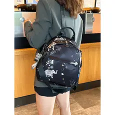 2024 novo estilo mochila feminina High-End Oxford pano leve saco de viagem céu estrelado bebê elefante impressão mochila