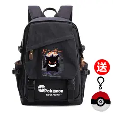 Mochila Pokémon Gengar masculina feminina com zíper de lona Pokémon Charizard bolsa escolar primária de uma peça