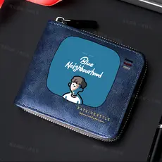 Carteira masculina curta dos desenhos animados Anime bidimensional pequeno simples juventude estudante universitário car