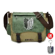 Bolsa mensageiro de um ombro Attack on Titan, estudante masculino, roupa de rua, lona, Anime, asas da liberdade, escola