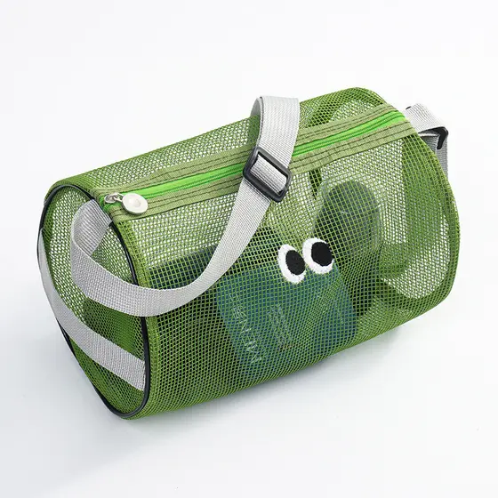 Bolsa mensageiro de natação, malha oca, de um ombro, portátil, praia, viagem, grande capacidade, bolsa de armazenamento,