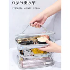 Influenciador saco cosmético transparente grande capacidade produtos de cuidados com a pele de viagem portátil à prova d