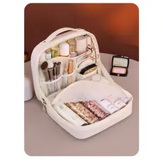 Bolsa cosmética multicamadas Semi-Vertical, peça cosmética portátil de alta qualidade e grande capacidade