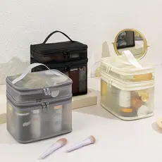 Bolsa cosmética de camada dupla de gaze aumentada Bolsa portátil de armazenamento de cosméticos para viagem Artigos de h