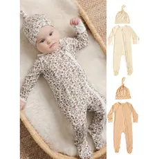 Macacão de bebê de fibra de bambu fino capa de pé macacão de mão recém-nascido lapela Diagonal proteção de barriga roupa