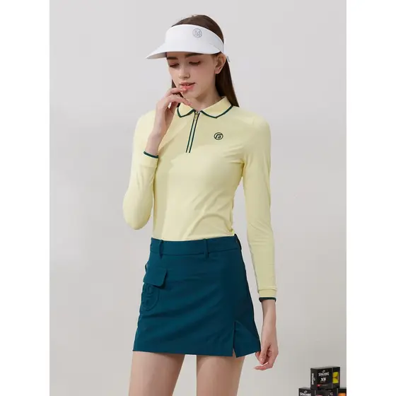 Saia de golfe feminina primavera outono manga comprida terno de tênis feminino topo fino-ajuste golfe saia curta roupas
