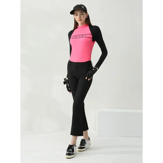 Golfe manga longa feminina verão estilo fino manga de seda gelo topo calças compridas saia terno de golfe terno feminino