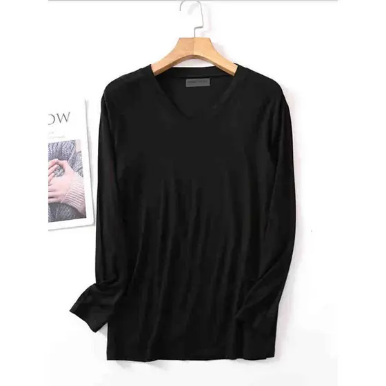 Pijamas topo masculino Modal com decote em V manga comprida camiseta masculina primavera verão outono inverno camisa de