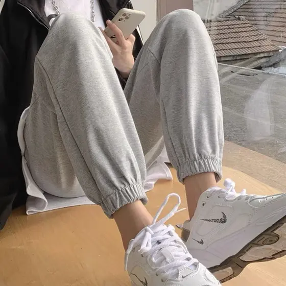 Cinza solto esportes Sweatpants masculino na moda Casual calças compridas tamanho grande tornozelo comprimento tornozelo