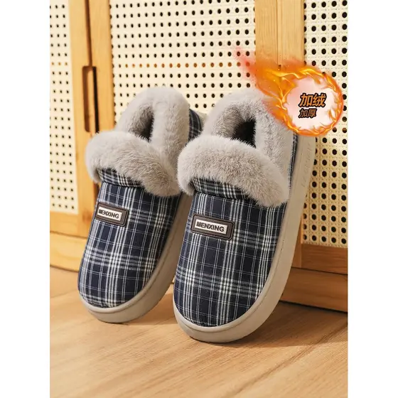 Sapatos de algodão de salto masculino outono inverno novo estilo casa interior chinelos de algodão feminino quente de so