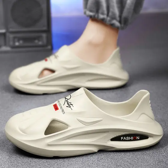Buraco sapatos estilo masculino verão exterior wear antiderrapante resistente ao desgaste esportes merda-piso sentir Bao