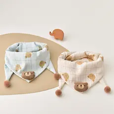 Lenço de bebê outono inverno puro algodão linho urso triângulo cachecol infantil meninos meninas bebê quente à prova de 
