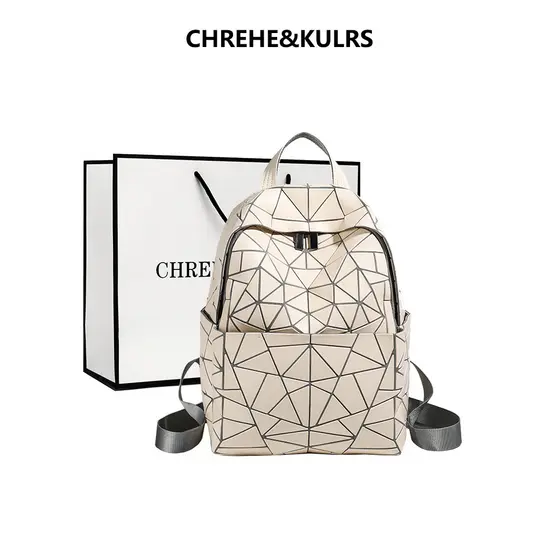 CHREHE & KULRS Mochila Feminina 2026 Novo Estilo Moda Viagem Leve Losango Grande Mochila Feminina Estudante Mochila