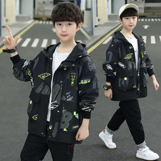Meninos outono jaqueta 2026 novo estilo primavera outono estilo fino médio grande crianças 10 meninos bonito 12 anos de