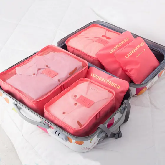 Conjunto de 6 peças de bolsa organizadora de roupas íntimas para armazenamento de viagem