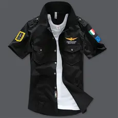 Camisa Casual de manga curta para voo da força aérea, camisa masculina jovem de tamanho grande, camisa de trabalho em po