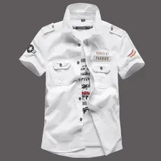 Camisa masculina de verão da força aérea americana de manga curta marinha pescoço quadrado camisa tamanho grande uniform