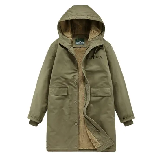 Inverno algodão acolchoado jaqueta masculina engrossado cordeiro velo jaqueta americana longo algodão acolchoado jaqueta
