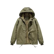 Ami cáqui jaqueta Retro inverno cordeiro velo Workwear algodão acolchoado jaqueta marinha N1 Deck jaqueta grossa com cap