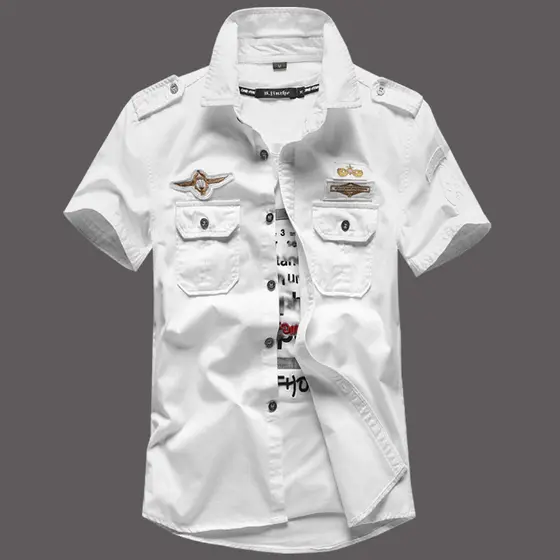 2025 Força Aérea de Verão No. 1 camisa de manga curta ao ar livre masculina algodão puro juventude Plus Size Casual Work