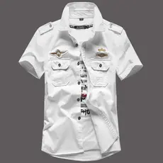2025 Força Aérea de Verão No. 1 camisa de manga curta ao ar livre masculina algodão puro juventude Plus Size Casual Work