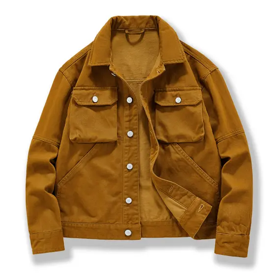 Americano pesado Retro Denim jaqueta masculina outono novo estilo Multi-saco solto cara resistente caça macacão jaqueta