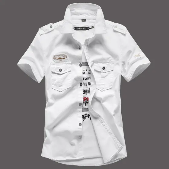 Camisa Casual de manga curta do vôo da força aérea Plus Size camisa masculina jovem Workwear polegada camisa de algodão