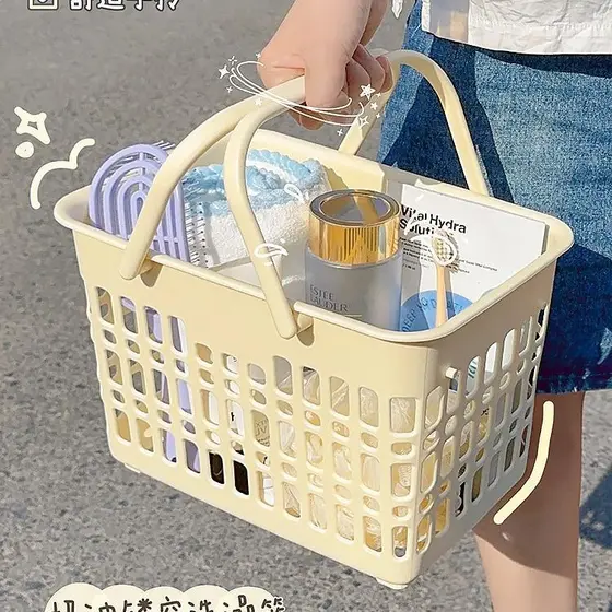 Cesta de banho para dormitório estudantil importada do Japão, cesta pequena de plástico para banho, caixa de armazenamen