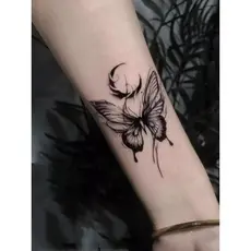 Borboleta tatuagem de ervas adesivos à prova dwaterproof água feminino de longa duração simples flor cobra série escura
