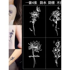 Outros adesivos de tatuagem de ervas com flores laterais, de longa duração, à prova d'água, de longa duração, não reflex