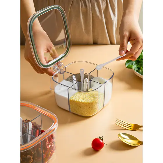 Caixa de tempero cozinha doméstica tempero Jar combinação conjunto tudo-em-um Multi-grade sal MSG pimenta armazenamento